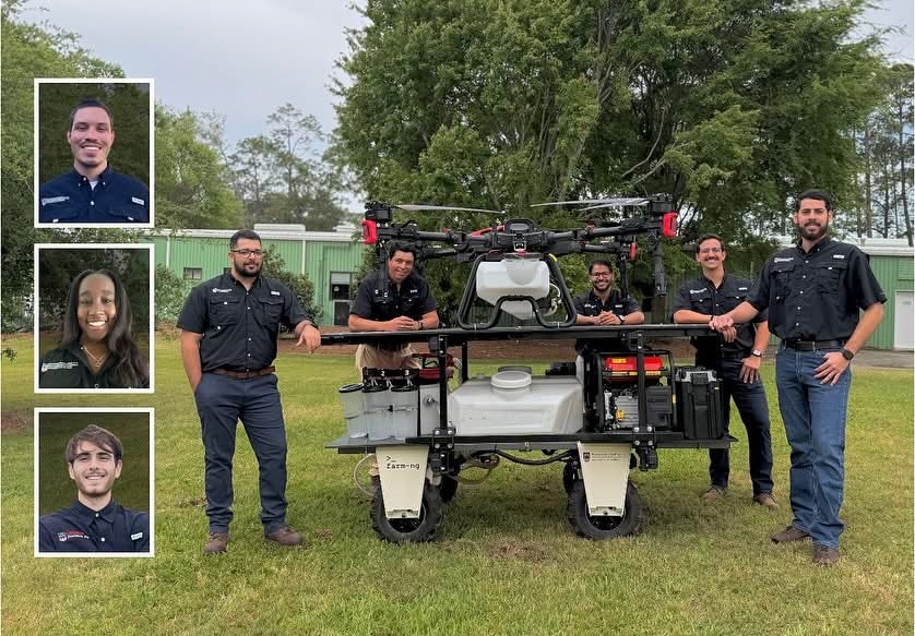 The Precision Horticulture Laboratory team and their robotic platform.  Pictured are the two faculty advisors and the six students who made up the team.