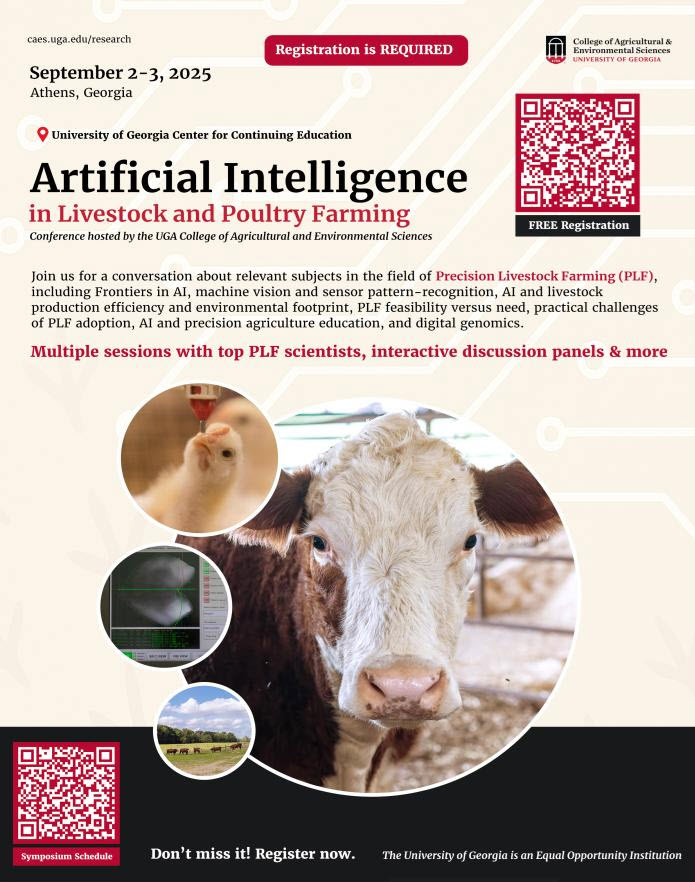 Flyer announcing AI in Livestock and Poultry Farming conference.